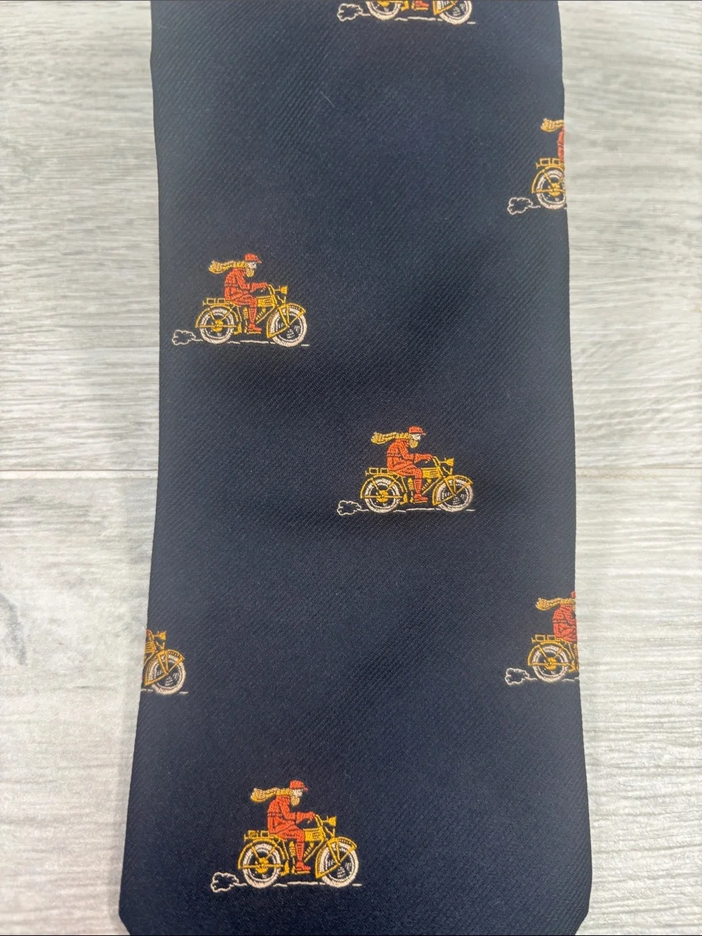 Vintage Bert Pulitzer Navy Blue Silk Blend Classic Motorcycle Tie